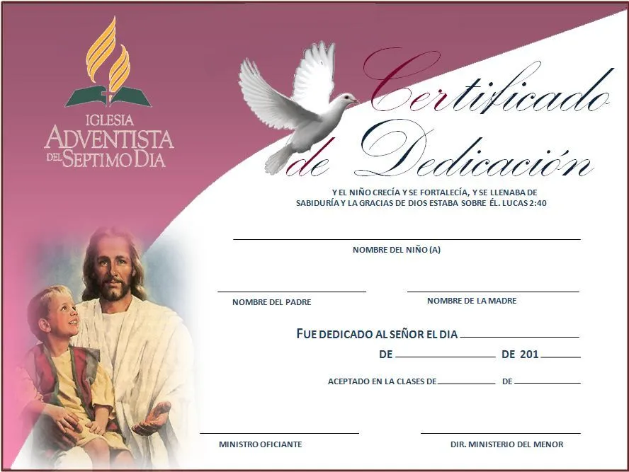 Certificado de presentacion de niños cristianos gratis - Imagui