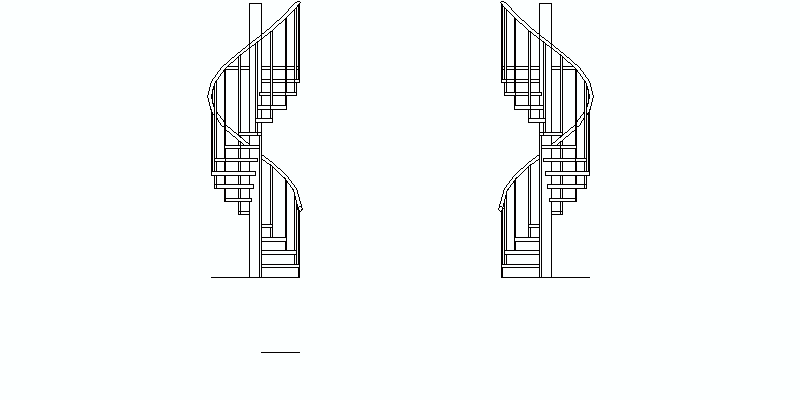 Bloques AutoCAD Gratis de escalera caracol alzado, mod. 2