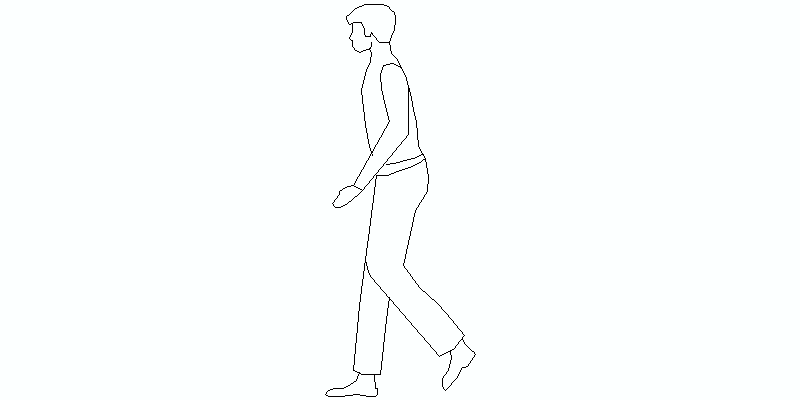 Bloques AutoCAD Gratis de hombre caminando en alzado lateral