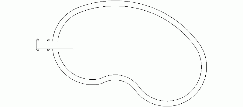 Bloques AutoCAD Gratis de piscina riñón, dimensiones 11,50×6,00m