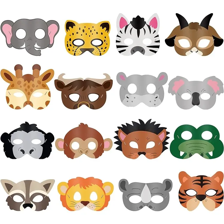Blulu Máscaras de Animales de Recuerdos de Fiesta para Niños Suministros  para Fiestas de Cumpleaños con Temática de Safari en Jungla (16) :  Amazon.com.mx: Juguetes y Juegos