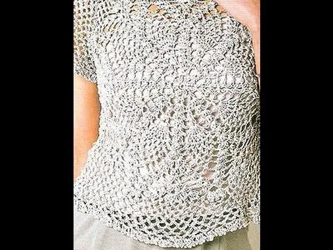 Blusa Calada Motivos Piñas Gdes a Crochet - YouTube