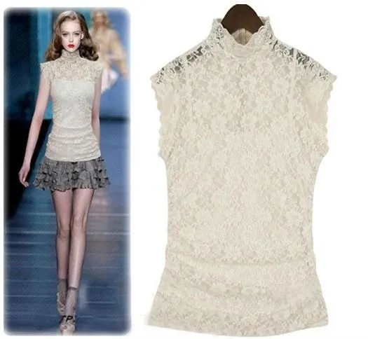 2012 tendencia de moda blanco del cordón del vintage blusa-Mujeres ...