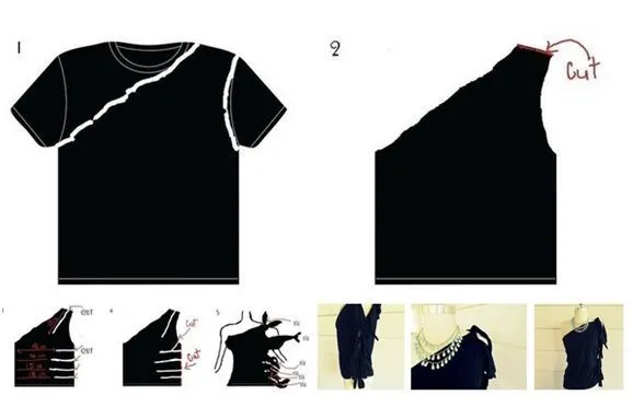 Hacer una blusa con playera reciclada | manualidades-moda ...