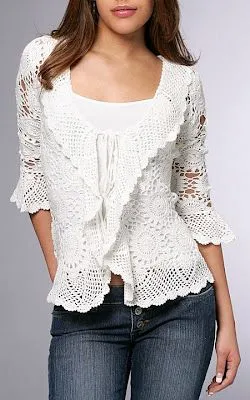 Ideas en Crochet: blusa blanca tres cuartos Ideas en Crochet: blusa blanca tres cuartos
