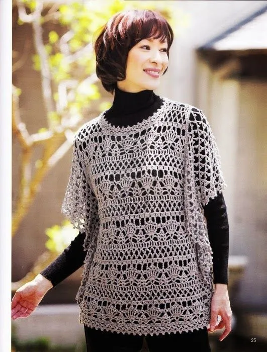 Blusas tejidas a crochet japonesas patrones gratis - Imagui