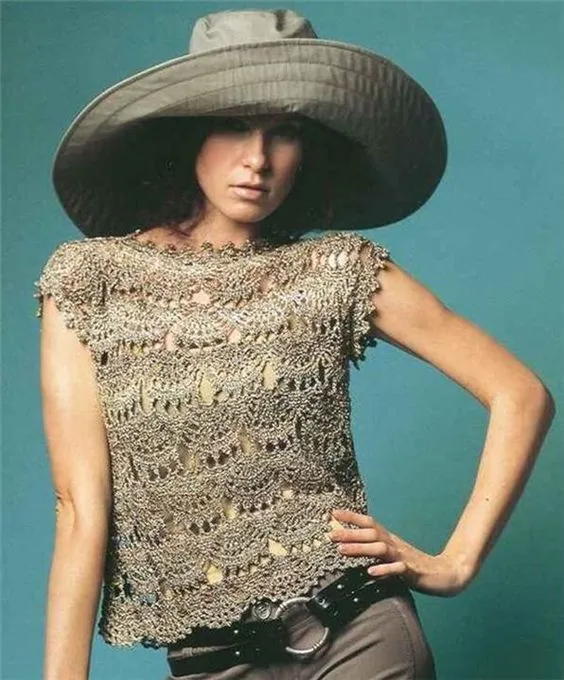 Blusas tejidas a crochet japonesas con patrones - Imagui | Bluzas ...