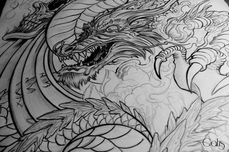 Boceto de dragon japones por Bailo | inspiracion | Pinterest | Dragon