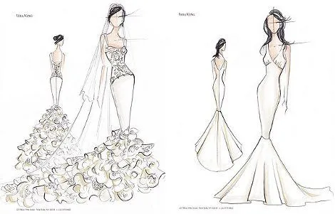 Los bocetos de los tres trajes de novia de Kim Kardashian - Bekia Moda