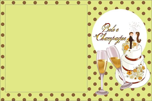 Bolo e Champagne - Kit Completo com molduras para convites ...