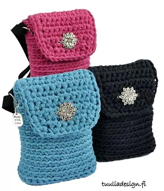 Bolsitas de "Crochet em Trapilhos: Eu também crocheto"" | Fundas ...