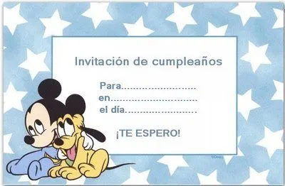 Una bonita invitación de cumpleaños de Mickey Mouse y Pluto ...