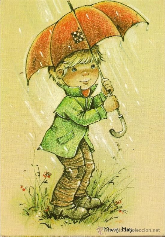 Bonita postal: Niño con paraguas. Serie Mary May. nº 521/1 ...