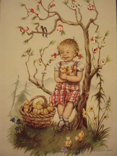 BONITA Y SIMPATICA POSTAL. NIÑOS. DIBUJO. NIÑA CON POLLOS. EDICION ... BONITA Y SIMPATICA POSTAL. NIÑOS. DIBUJO. NIÑA CON POLLOS. EDICION ...