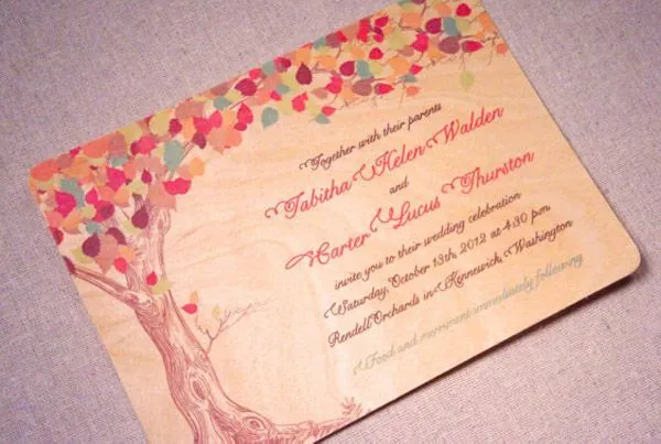 Bonitas invitaciones de boda de estilo rústico echas de madera ...