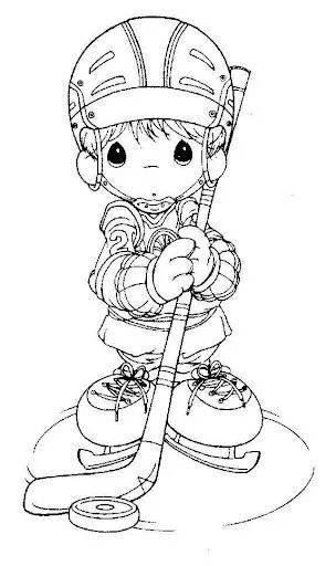 Un bonito dibujo de un niño jugando hockey sobre hielo. Ojalá les ...