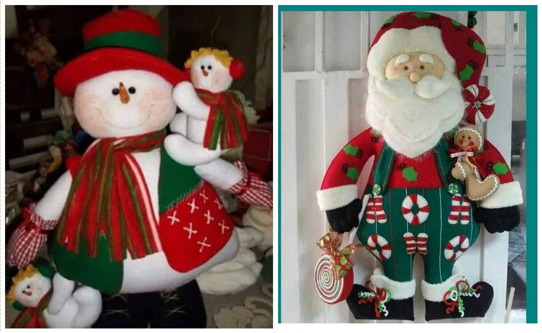 Bonitos muñecos navideños de santa y muñeco de nieve con moldes ~ lodijoella