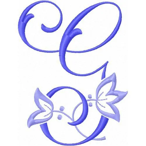 Bordado - Alfabeto Flor Azul