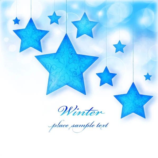 borde ornamental de árbol de Navidad de estrellas azules — Foto ...