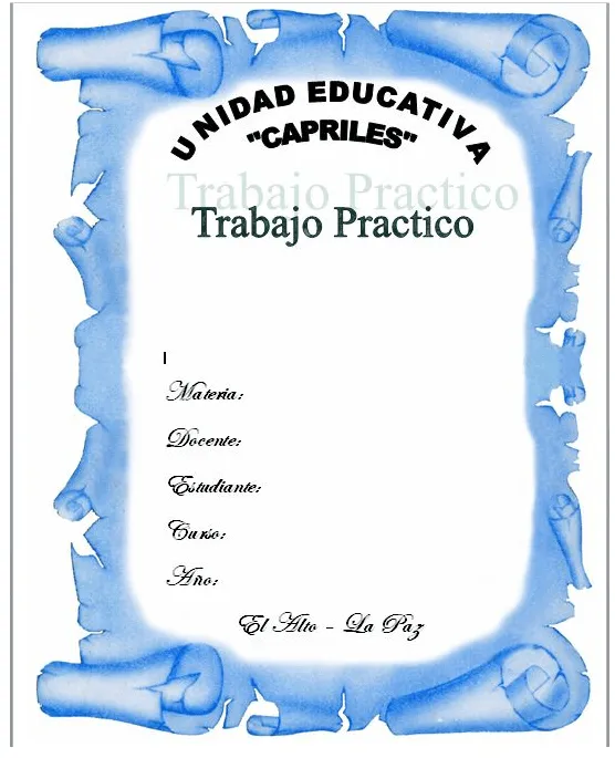 Caratula para trabajos de colegio - Imagui