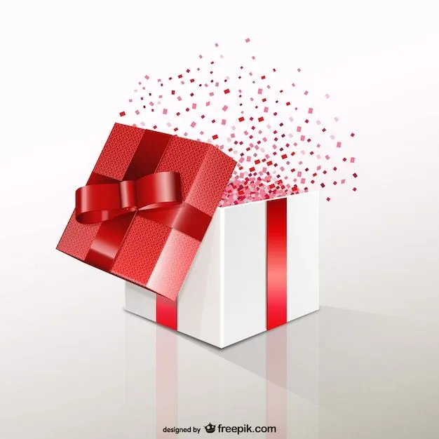 Caja de regalo roja con confeti | Descargar Vectores gratis