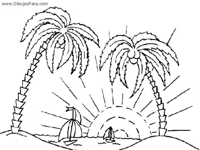Dibujo de Palmeras Tropicales | Dibujos de Arboles para Pintar ...