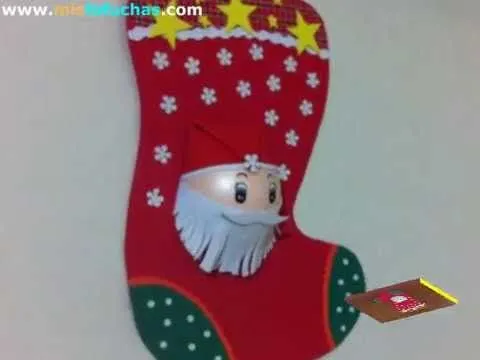 Bota o calcetín 3D de navidad con cabeza Santa Claus fofucho Parte ...