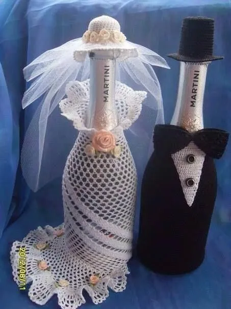 Botellas de brindis decoradas para boda - Imagui