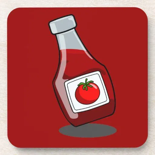Botella de salsa de tomate del dibujo animado posavasos de bebida ...