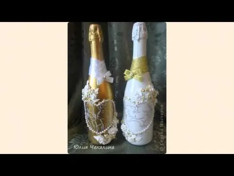 Botellas decoradas boda - YouTube