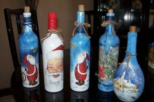 botellas decoradas de navidad | Copas y Botellas decoradas ...