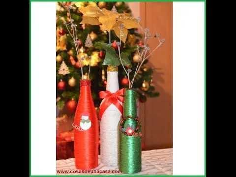 Botellas decoradas para Navidad - YouTube