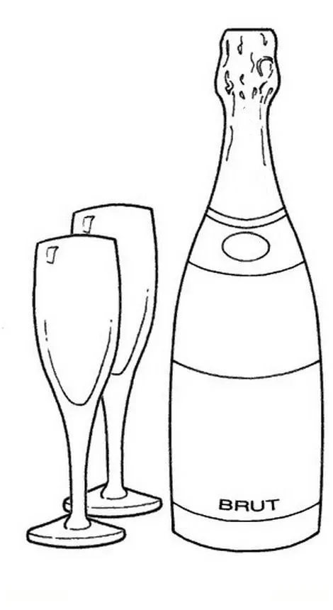 Botella de vino con copa para colorear - Dibujo Views