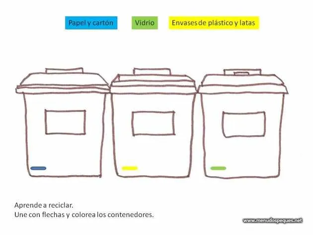 Contenedores de reciclaje para colorear - Imagui