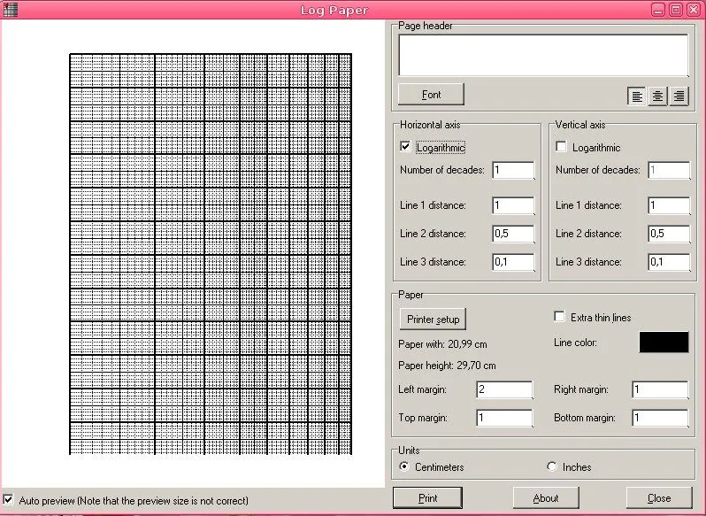 La Botica: Programa para imprimir hojas milimetradas y logarítmicas.