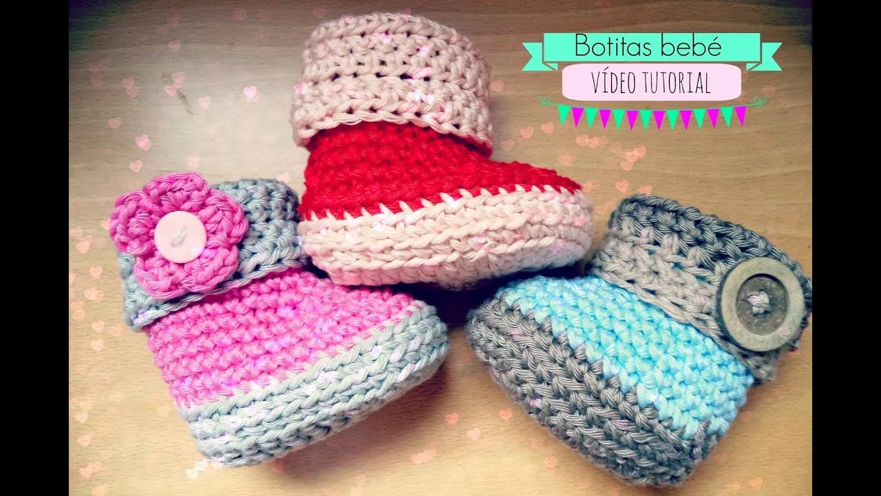 Como hacer unas botitas de bebé de ganchillo - Crochet baby ...