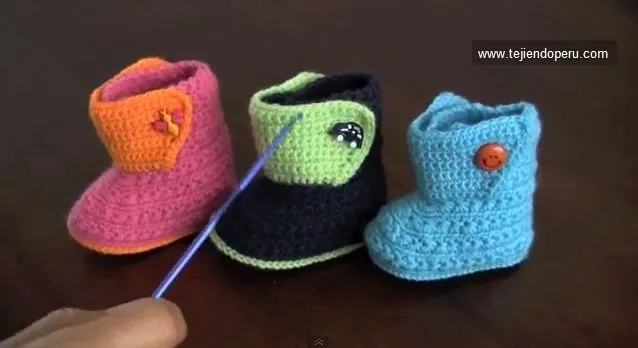Botitas en crochet para bebe de 0 a 3 meses (suela) http://www ...