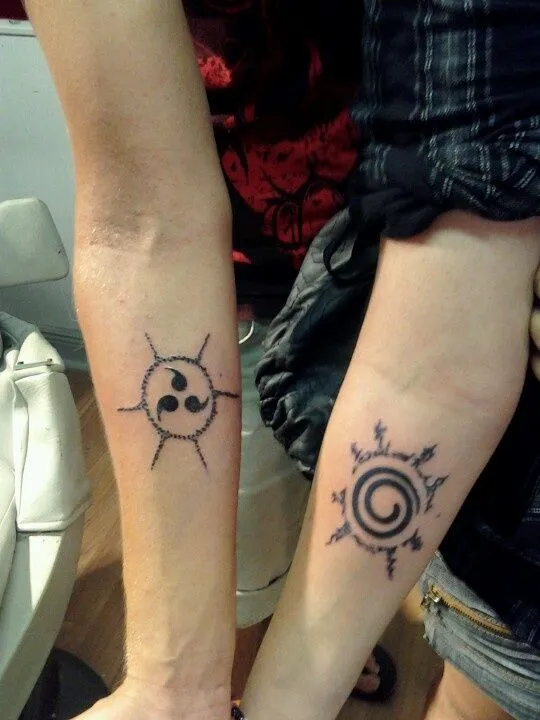 Boyfriend and I got Naruto's seal mark and Sasuke's curse mark ...