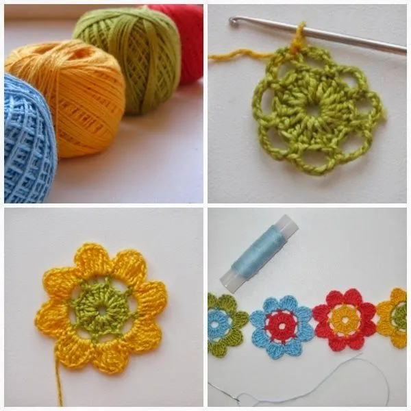 Brazalete Flores Arco Iris de Crochet - Patrones Crochet