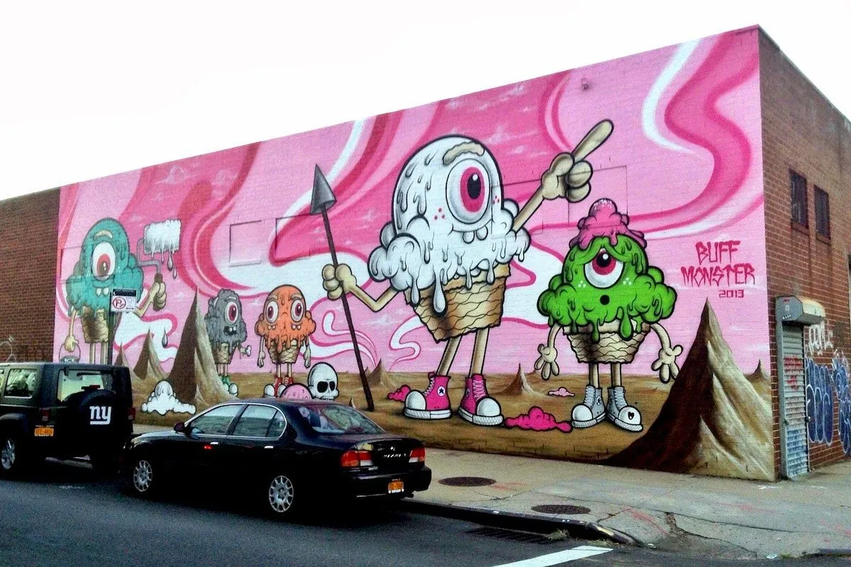 Buff Monster New Mural In Williamsburg - New York City Buff Monster New Mural In Williamsburg - New York City