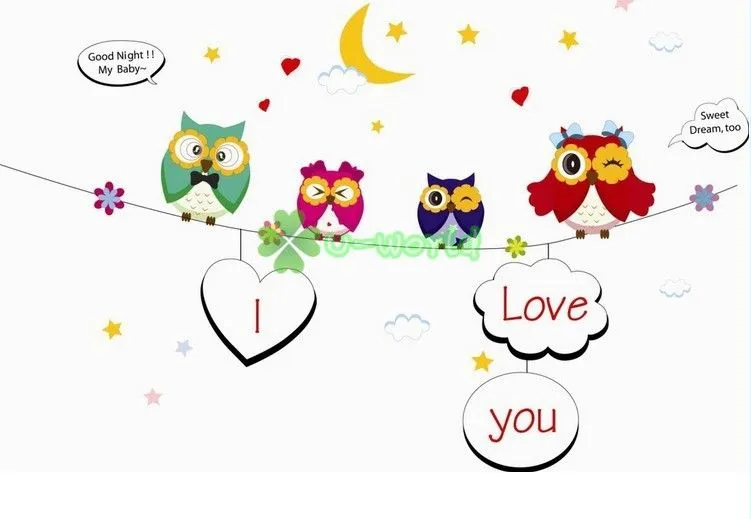 Aliexpress.com : Buy Cartoon Owl Family Art Vinyl Kids Loving Room ...