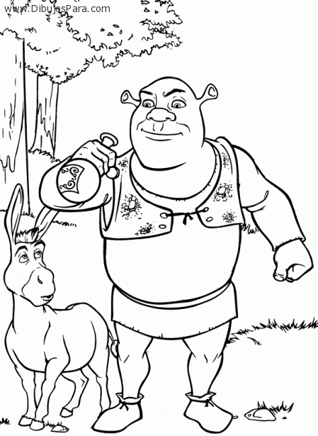 Dibujo de Shrek y el burro | Dibujos de Shrek para Pintar ...