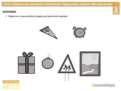 Busca los cuadrados. Ejercicios de matemáticas para niños Busca los cuadrados. Ejercicios de matemáticas para niños