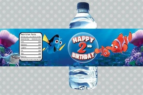 Buscando a Nemo y Dory botella de agua etiquetas por DazzelPrintz