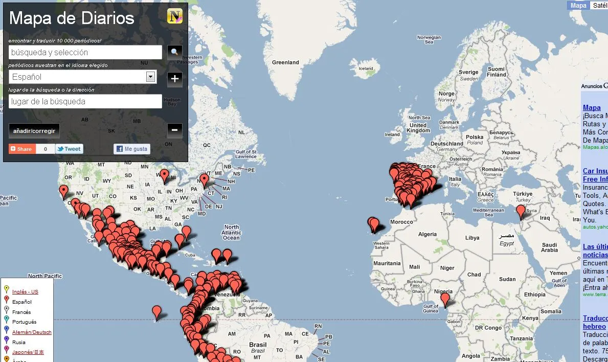 Buscanoticias: Newspapermap, mapa con más de 10.000 diarios de ...