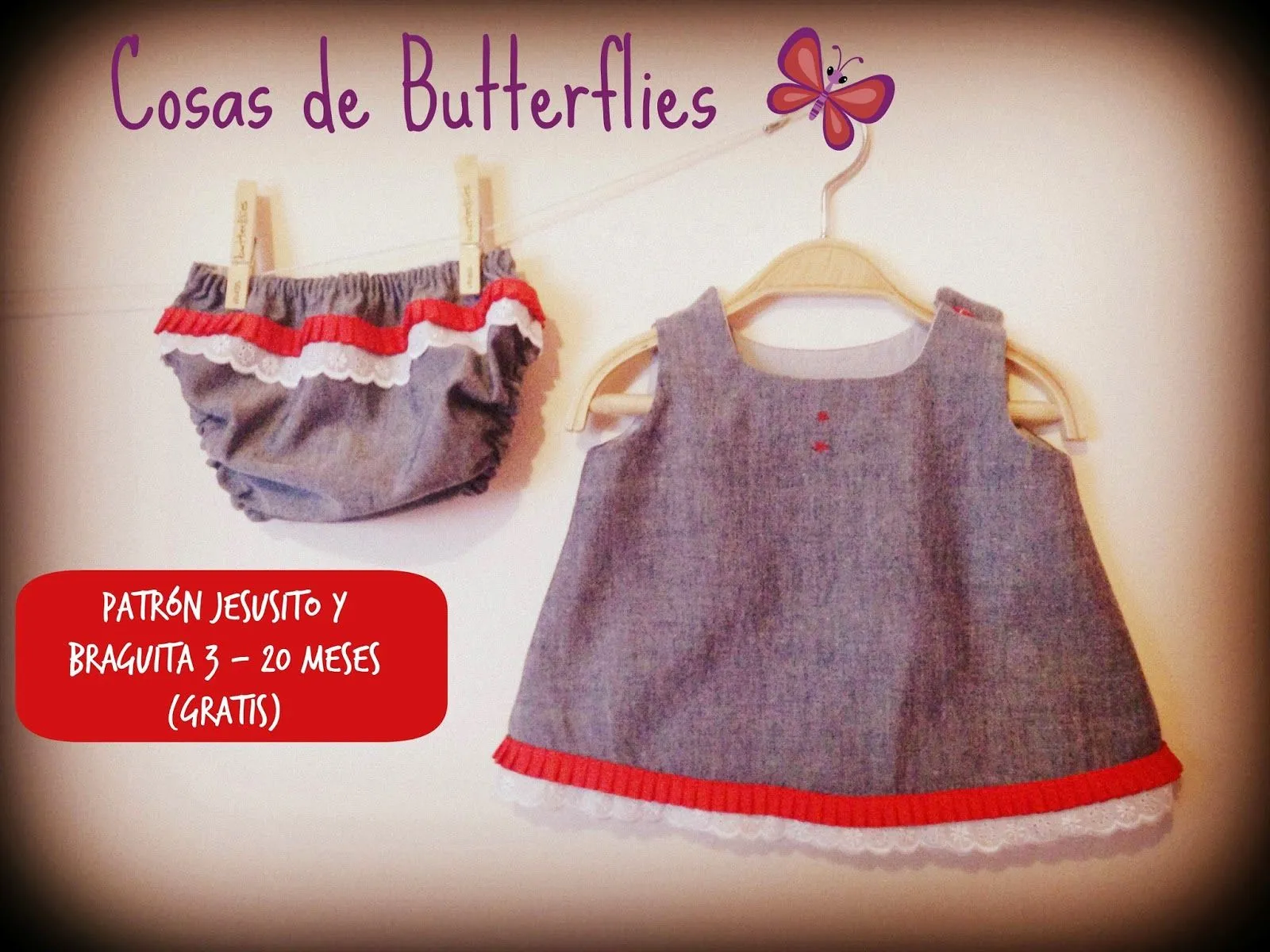Cosas de Butterflies: Patrón gratis vestido bebé (jesusito) tallas 3-20  meses