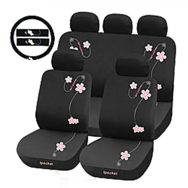 Butterfly Embroidery Full Set Sheepskin Car Seat Cover Customized ...