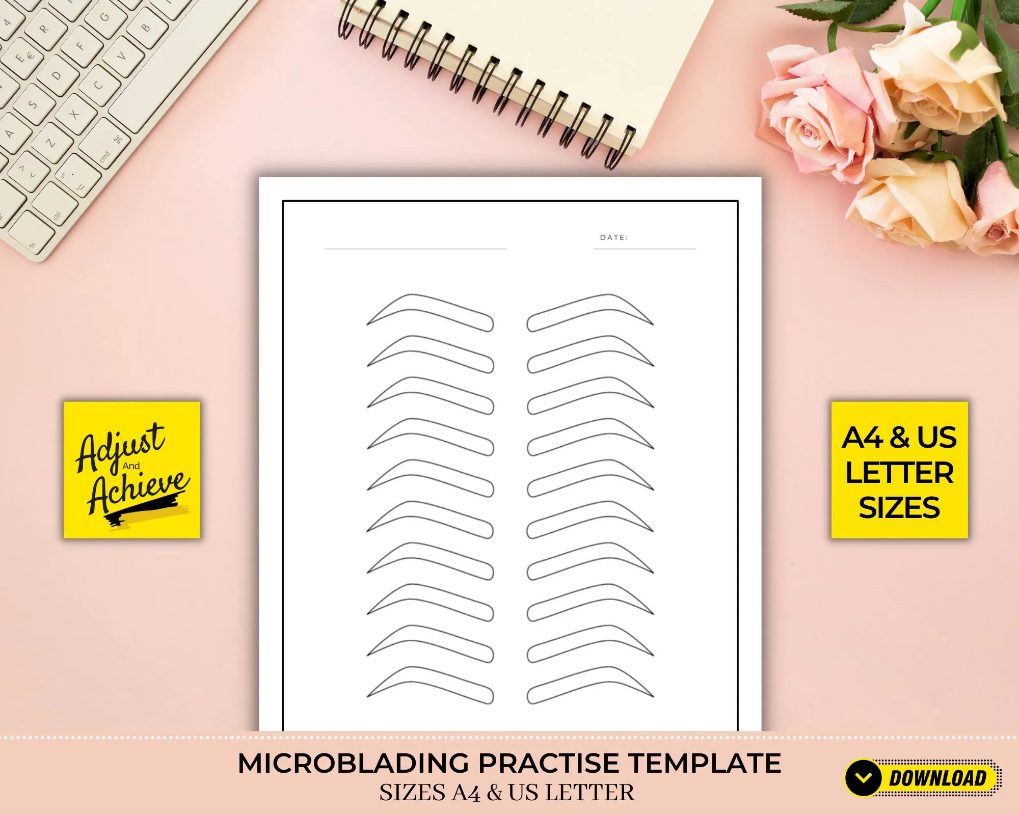 Buy Microblading Template for Student Practise Eyebrow Strokes Online in  India - Etsy
