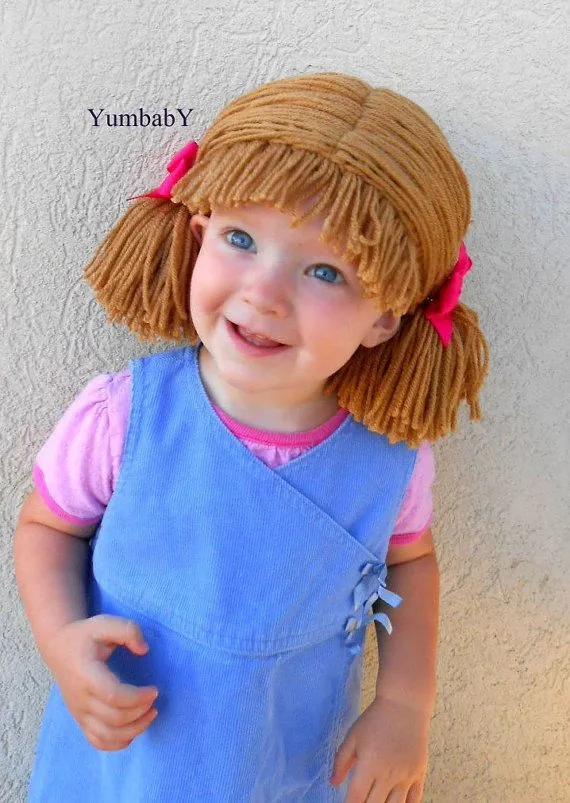 Cabbage Patch Wig Brown Pigtail Baby Hat | Coles, Sombreros De ...