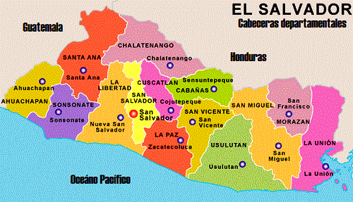 Cabeceras departamentales de El Salvador - Mapa de El Salvador